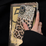 Luxury Cheetah Print Phone Case with Gemstones - Shockproof Full-Body Protection for iPhone 14/13/12 LP14 - yTagCase