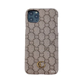 Coffee GG Pattern Phone Case with Cutout Logo for iPhone 16 Pro Max | Luxury Designer LX080