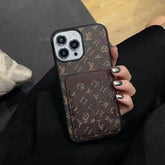 Brown LV Floral Wallet Phone Case LX089 | Card Holder & Full-Body Protection