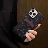 Black LV Monogram Phone Case with Card Holder | LX090