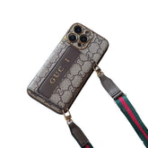 Cream GG Crossbody Wallet Phone Case for iPhone 16 Pro Max | Luxury LX099