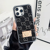 Black GG Denim Luxury Phone Case for iPhone 16 Pro Max | LX101