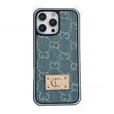 Light Blue GG Denim Luxury Phone Case for iPhone 16 Pro Max LX103