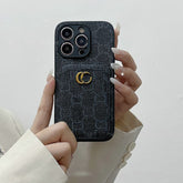 Black GG Card Slot Luxury Phone Case for iPhone 17 Pro Max | LX109
