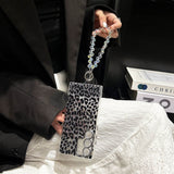 Cheetah Print Glitter Phone Case with Wrist Strap - Stylish & Protective Cover for Samsung Galaxy S24 Ultra LP18 - yTagCase
