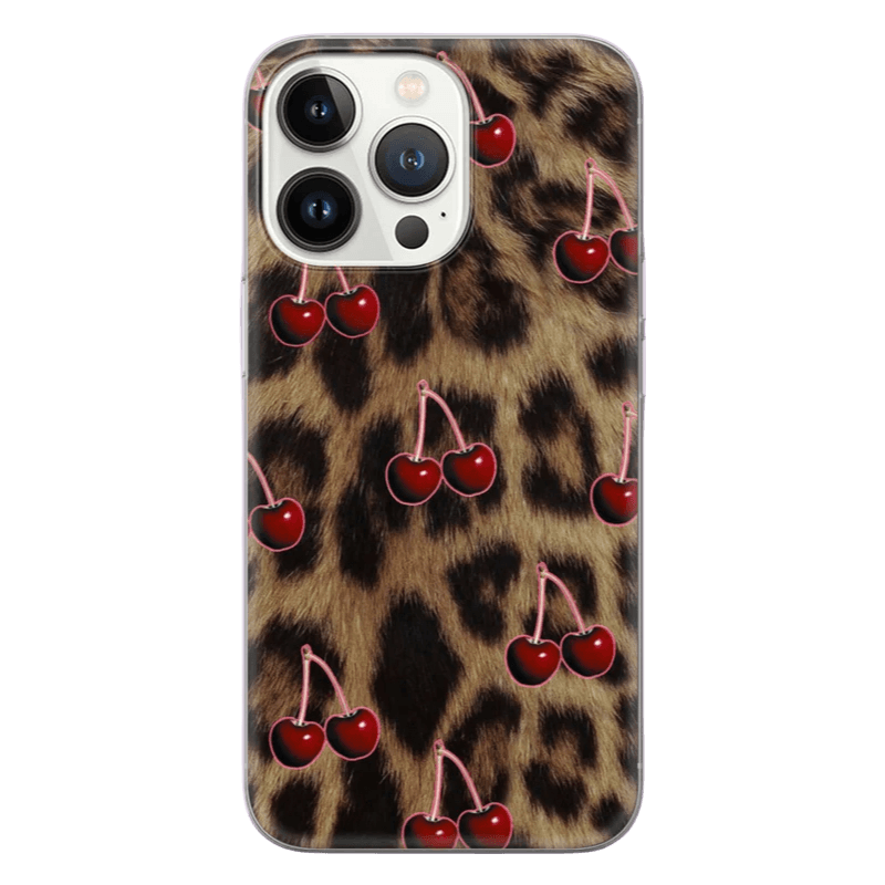 Cherry Cheetah Print Phone Case - Stylish Pink Star Leopard Design, Durable Animal Texture Protective Cover for iPhone Samsung Google LP29 - yTagCase