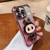 Pink Labubu Mirror Stand Phone Case with Lens Protector & Full Protection Bumper - LB008 - yTagCase