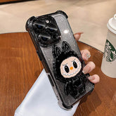 Graphite Black Labubu Mirror Stand Phone Case - Trendy Protective LB006 - yTagCase