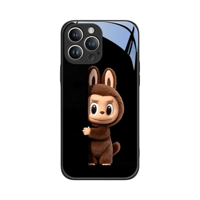 Labubu Phone Case Black Frame+Black Labubu Shatterproof Glass Magsafe LB042 - yTagCase