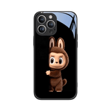 Labubu Phone Case Black Frame+Black Labubu Shatterproof Glass Magsafe LB042 - yTagCase