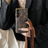 Brown LV Crossbody Wallet Phone Case with Floral Print | Luxury Designer Style | LX096 - yTagCase