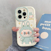 Cute Labubu Phone Case Soft Touch Starry Green with Strap for iPhone LB001 - yTagCase