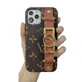 Brown LV Aesthetic Phone Case with Wrist Strap for iPhone 16 Pro Max | LX079 - yTagCase