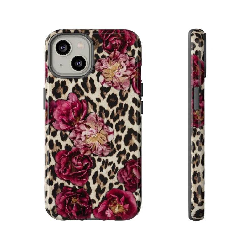 Floral Cheetah Print Phone Case - Trendy Animal Pattern Accessory for Fashion Girls, Compatible with iPhone Samsung Google LP33 - yTagCase