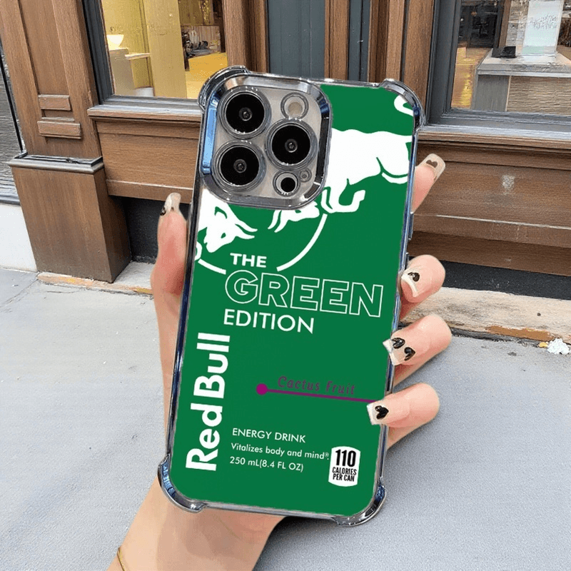 Green Red Bull Phone Case Durable Shockproof Cover with Airbag Corners for iPhone Samsung Google RB14 - yTagCase