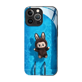 Labubu Liquid Glass Shockproof Phone Case Black Frame + Black Labubu Trendy Artistic LB037 - yTagCase