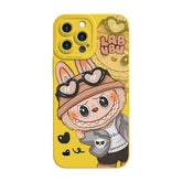 Lemon Yellow Labubu Peeking Phone Case - Trendy Shockproof LB012 - yTagCase