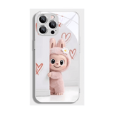 Labubu Phone Case Star Silver Frame + Pink Labubu Shatterproof Glass MagSafe LB039 - yTagCase