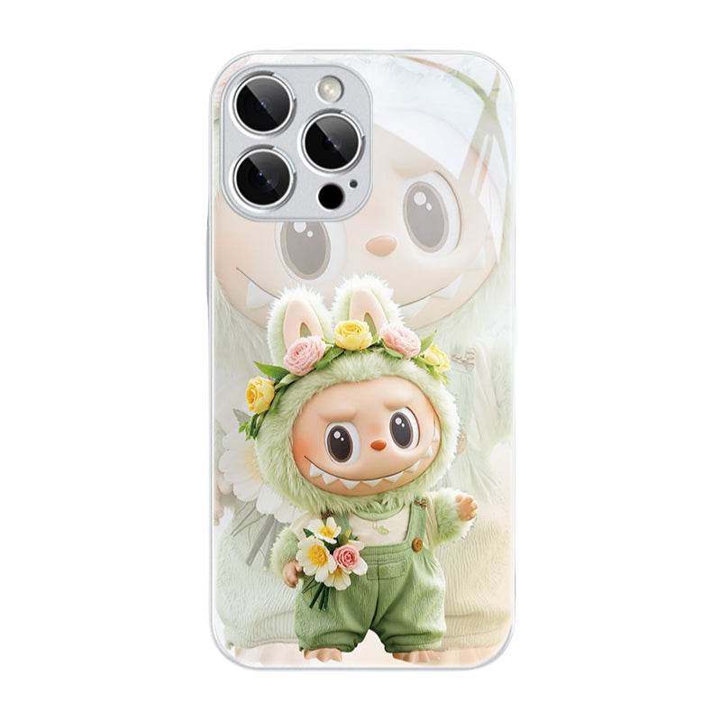 Galaxy Silver Labubu Doll Phone Case Metallic Paint Glass Case Trendy Artistic LB024 - yTagCase