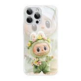 Galaxy Silver Labubu Doll Phone Case Metallic Paint Glass Case Trendy Artistic LB024 - yTagCase