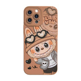 Matte Brown Labubu Peeking Phone Case - Trendy Shockproof LB017 - yTagCase