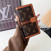 Brown Monogram LV Wallet Phone Case with Wrist Strap & Flip Cover for iPhone 16 Pro Max LX111 - yTagCase