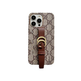 Brown GG Element Phone Case with Strap for iPhone 16 Pro Max | LX078 - yTagCase