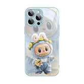 Sky Blue Labubu Doll Phone Case Metallic Glass Case - Trendy Artistic LB025 - yTagCase