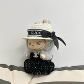 Black Labubu Gucci-Inspired Doll Outfit Set - Clothes + Hat for 17cm Labubu LBC012 - yTagCase