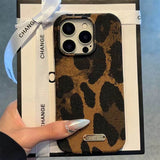 Trendy Cheetah Print Phone Case with Silver Label - Stylish & Protective Cover for iPhone 14 Plus LP21 - yTagCase