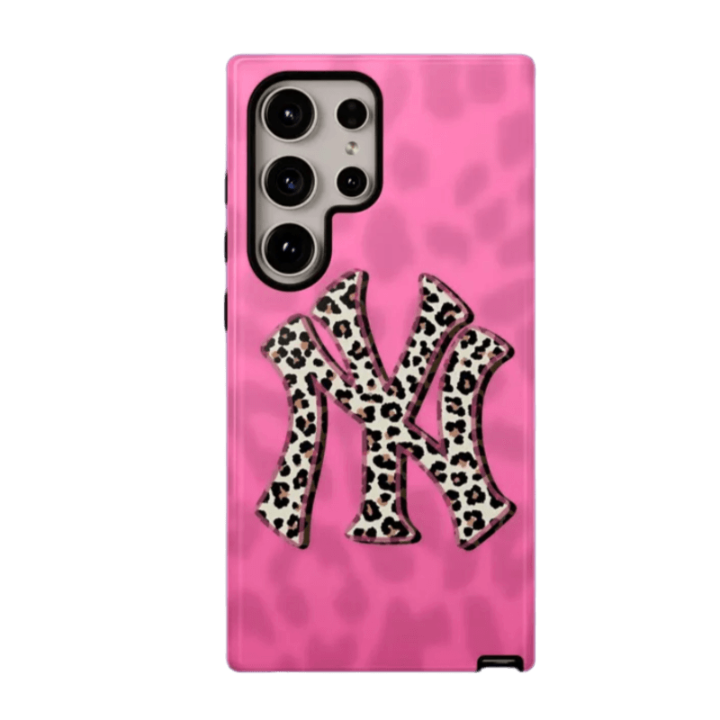 Pink NYC Cheetah Print Durable Phone Case - Military Grade Protection with Animal Texture for iPhone 14 Plus & Samsung S24 Ultra LP36 - yTagCase