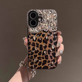 Luxury Cheetah Print Phone Case with Gemstones - Fashionable Protective Cover for iPhone 14 Plus LP11 - yTagCase