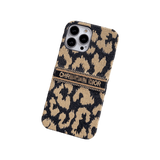 Luxury Cheetah Print Embroidered Fabric Phone Case - Full-Body Protection for iPhone 14 Plus LP08 - yTagCase