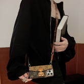 Yellow LV Element Crossbody Wallet Phone Case for iPhone with built-in card slots and premium matte coating for boho aesthetic