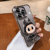 Space Silver Labubu Mirror Stand Phone Case - Trendy Protective LB007 - yTagCase