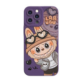 Midnight Purple Labubu Peeking Phone Case - Trendy Shockproof LB016 - yTagCase