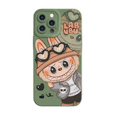 Cangling Green Labubu Peeking Phone Case - Trendy Shockproof LB011 - yTagCase