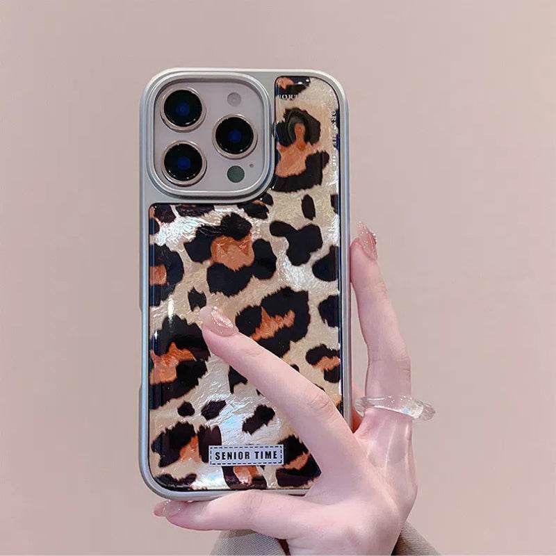 Trendy Cheetah Print iPhone Case - Shockproof Full-Body Protection with Metal Frame for iPhone 14/15 Pro Max LP20 - yTagCase