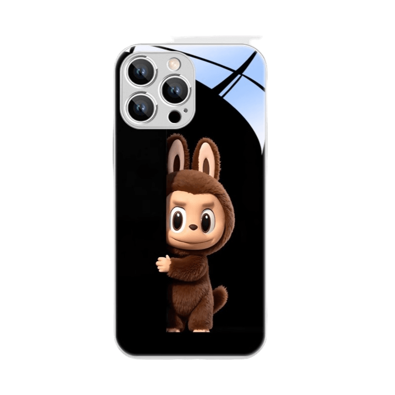 Labubu Phone Case Star Silver Frame + Black Labubu Shatterproof MagSafe Glass LB043 - yTagCase