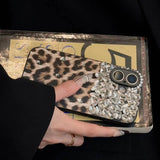 Luxury Cheetah Print Phone Case with Gemstones - Shockproof Full-Body Protection for iPhone 14/13/12 LP14 - yTagCase
