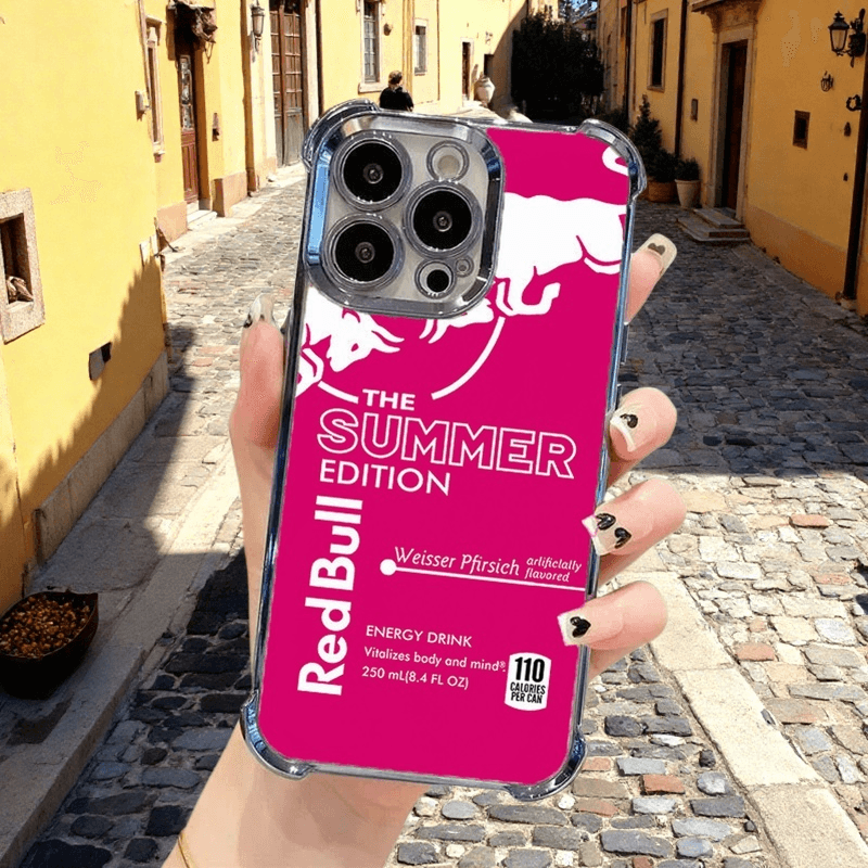 Red Bull Phone Case Rose Red - Military Grade Shockproof Protective Cover with Cheetah Print for iPhone 14 Plus/Samsung S24/Google Pixel RB20 - yTagCase