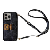 Black LV Element Crossbody Wallet Phone Case for iPhone | LX028 - yTagCase