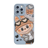 Sky Blue Labubu Peeking Phone Case - Trendy Protective LB014 - yTagCase
