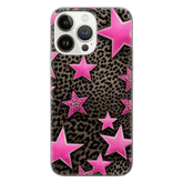 Star Cheetah Print Phone Case - Stylish Pink Leopard Design, Durable Protection for iPhone 14 Plus & Samsung S24 Ultra LP30 - yTagCase