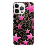 Star Cheetah Print Phone Case - Stylish Pink Leopard Design, Durable Protection for iPhone 14 Plus & Samsung S24 Ultra LP30 - yTagCase