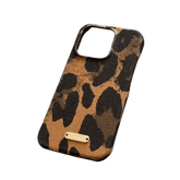 Trendy Cheetah Print Phone Case with Silver Label - Stylish & Protective Cover for iPhone 14 Plus LP21 - yTagCase