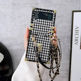 Black & White Houndstooth LV-Inspired Trunk Phone Case for Samsung Z FLIP3/4/5/6 | LX015 - yTagCase