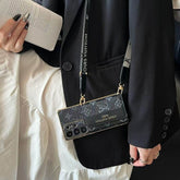 Black LV Crossbody Wallet Phone Case LX098 for iPhone 16 Pro Max - yTagCase