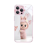 Labubu Phone Case Rose Pink Frame + Pink Labubu Shatterproof Glass MagSafe LB041 - yTagCase