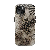 Coque de protection antichoc de qualité militaire à imprimé guépard de New York – Texture animale durable pour iPhone 14 Plus/Samsung S24 Ultra LP38 